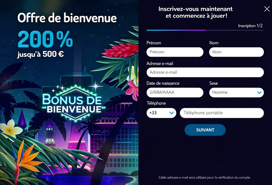 Inscription sur Lucky8 Casino